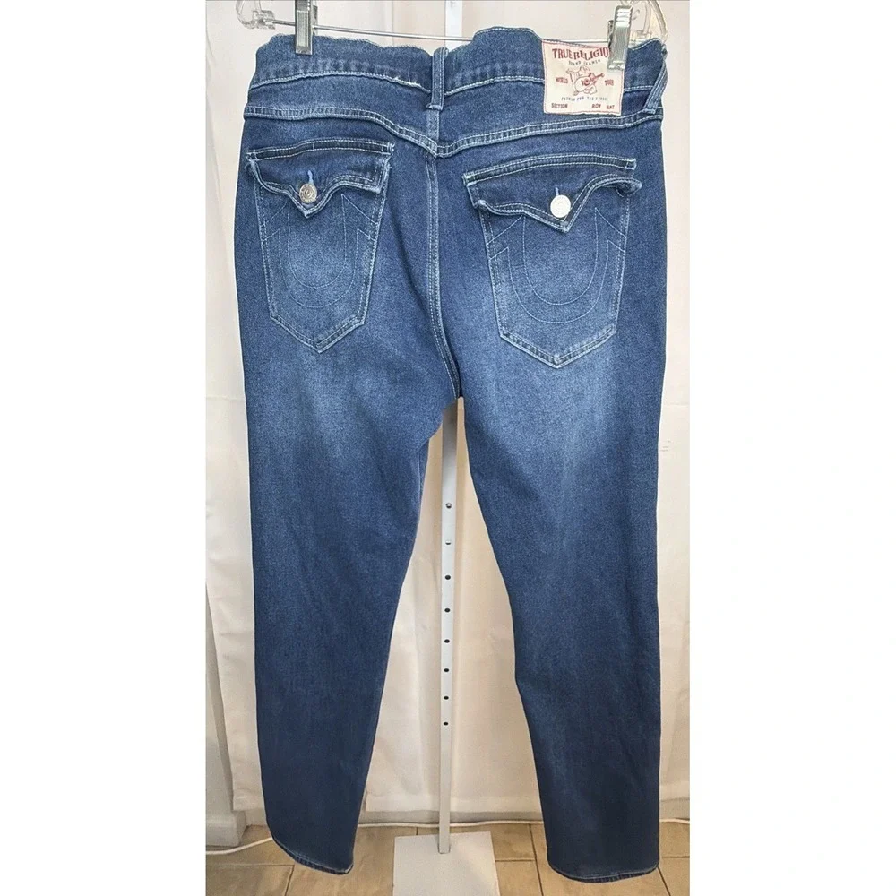 True Religion Geno Relaxed Slim Jeans Mens 33x32  Blue Flap Pocket Stretch Denim